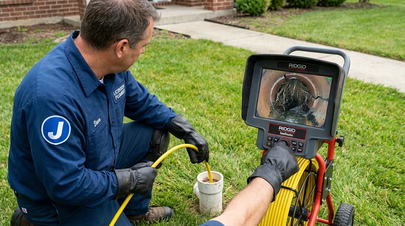 Sewer camera inspection being performed by Johns Plumbing LLC in Coalfield