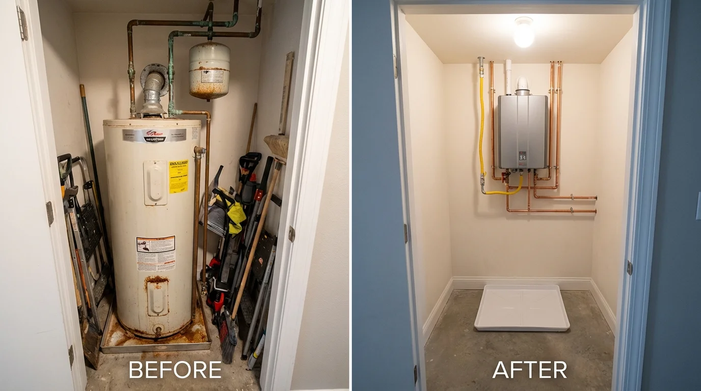 Tank water heater versus wall-mounted tankless unit comparison for Coalfield, TN homeowners